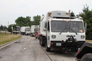 Trucks Queing For Landfill